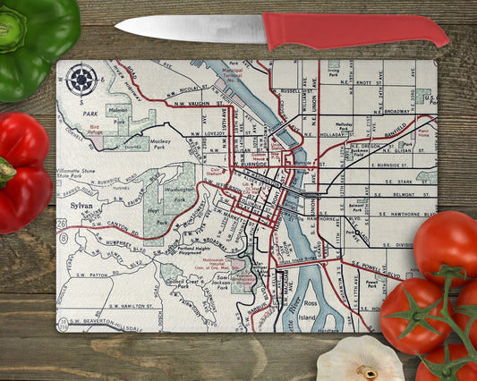 Portland Oregon Map Cutting Board | Travel Gift | Kitchen Decor