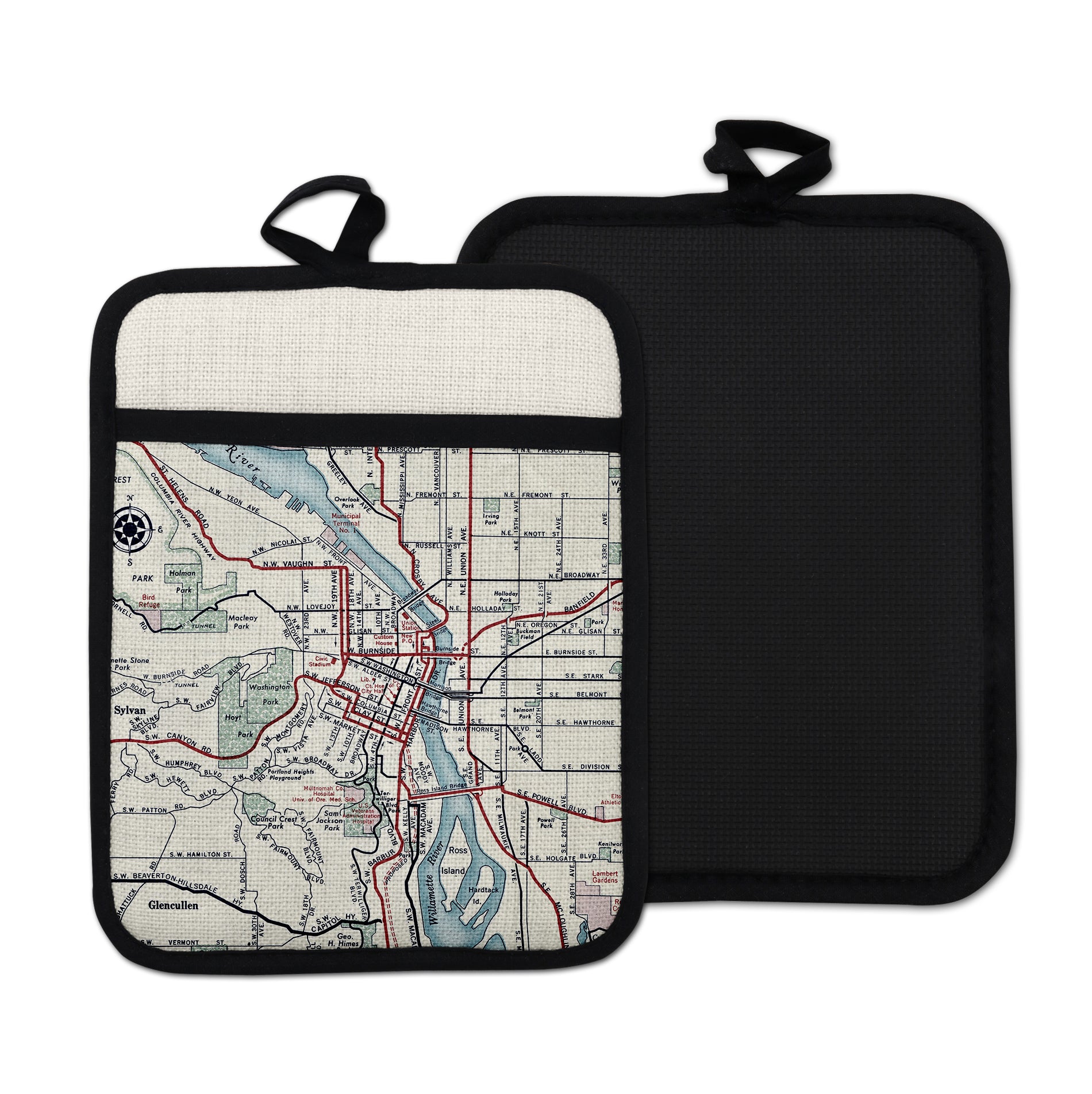 Portland Oregon vintage map hot pad kitchen decor