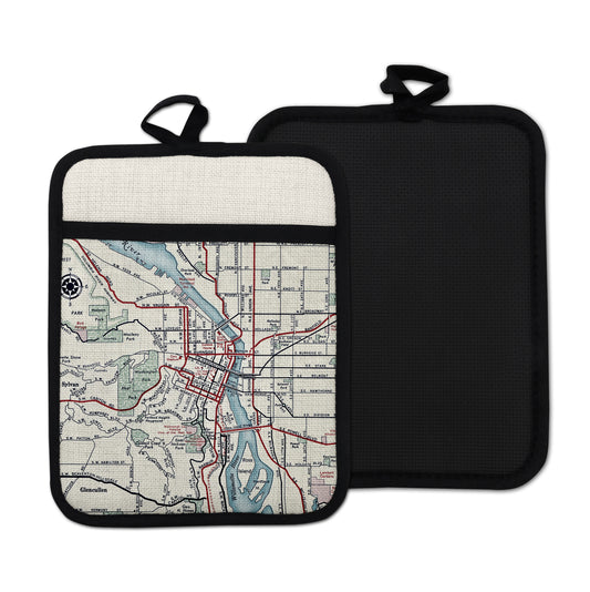 Portland Oregon vintage map hot pad kitchen decor