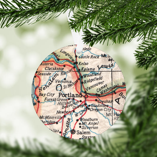 Portland Oregon Vintage Map Ornament