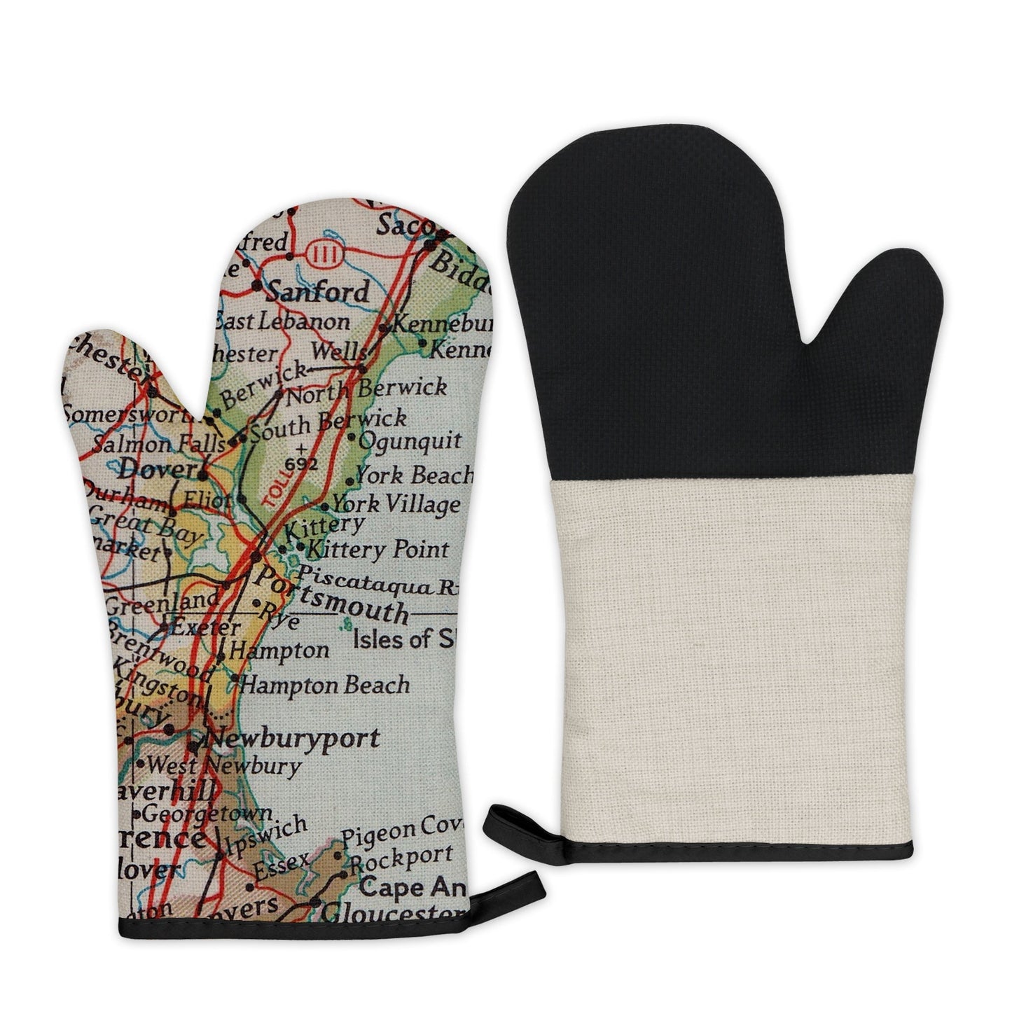 Portsmouth, New Hampshire Map Oven Mitt | Vintage-Inspired Kitchen Gift