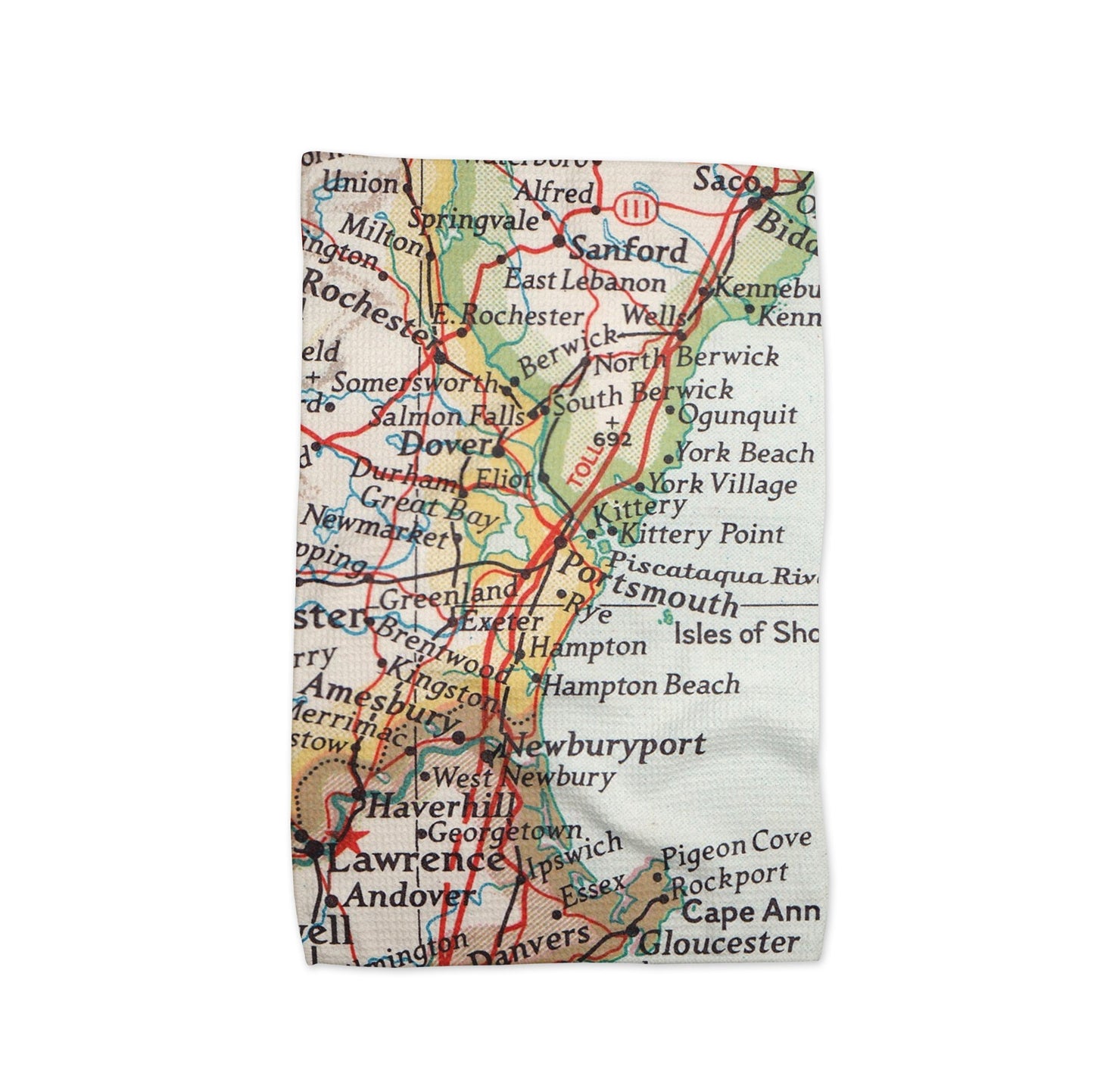 Portsmouth New Hampshire Map Tea Towel | Waffle-Weave Kitchen Towel Gift