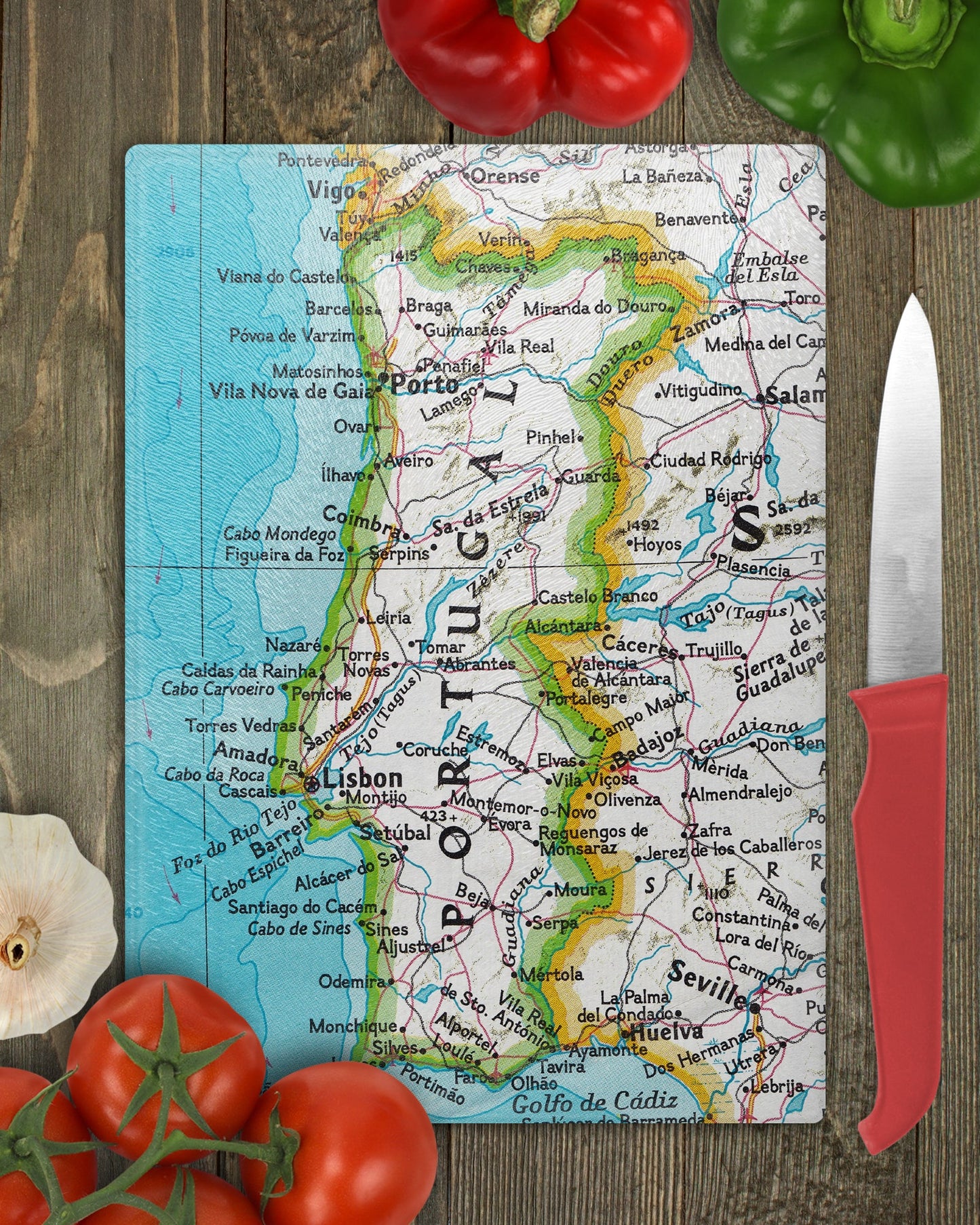Portugal Map Cutting Board | Travel Gift | Kitchen Decor