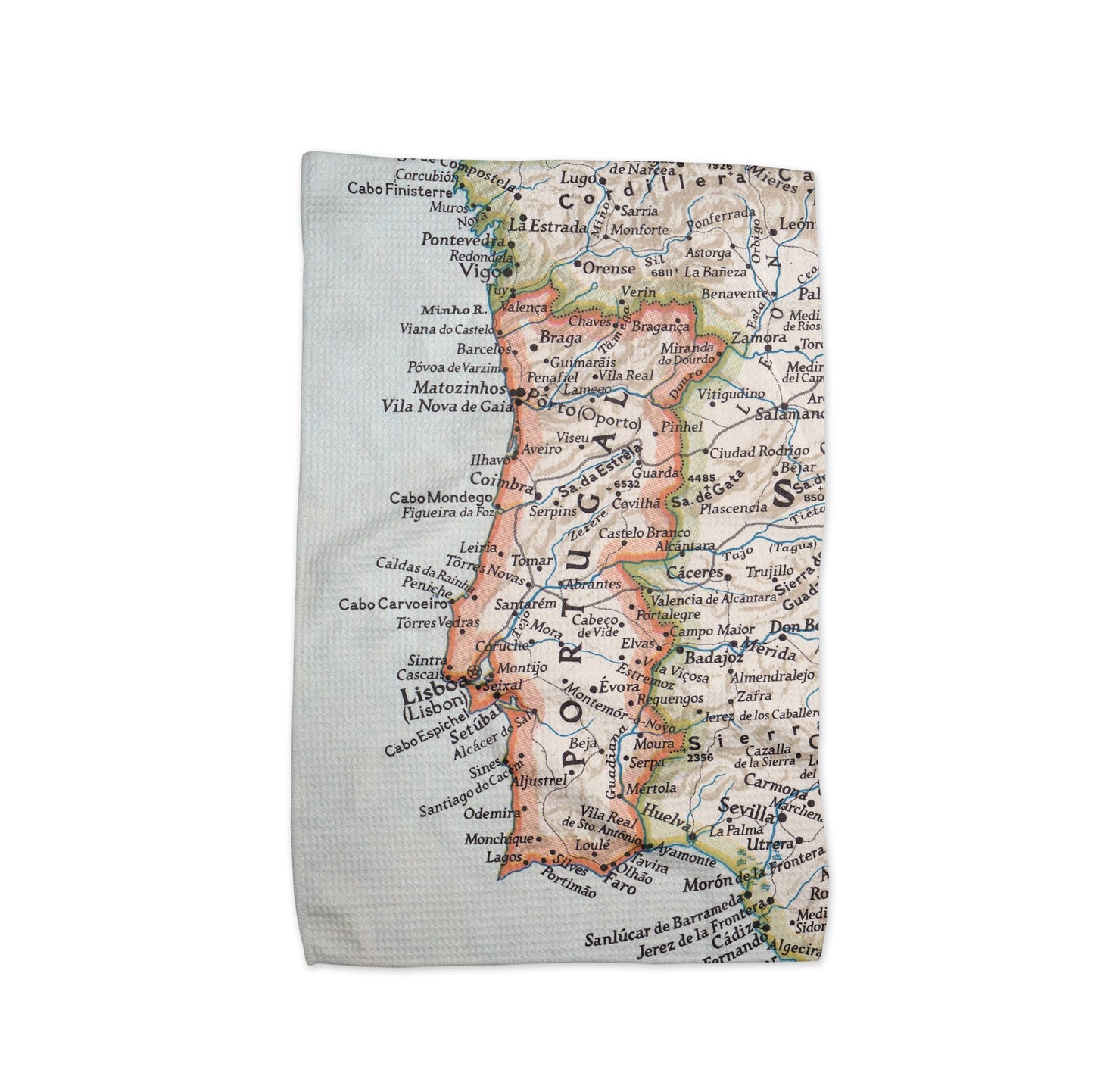 Portugal Map Tea Towel | Waffle-Weave Kitchen Towel Gift
