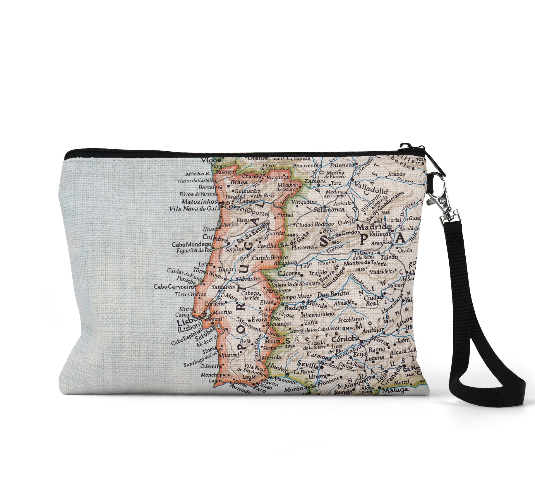 Portugal map wristlet travel pouch