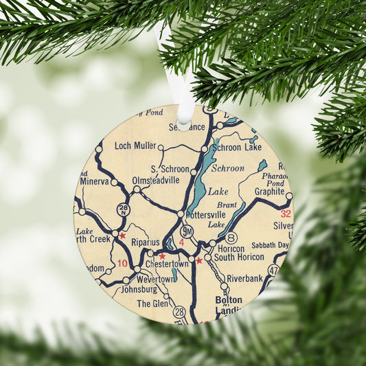 Pottersville New York Vintage Map Ornament