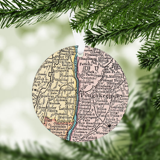 Poughkeepsie New York Vintage Map Ornament