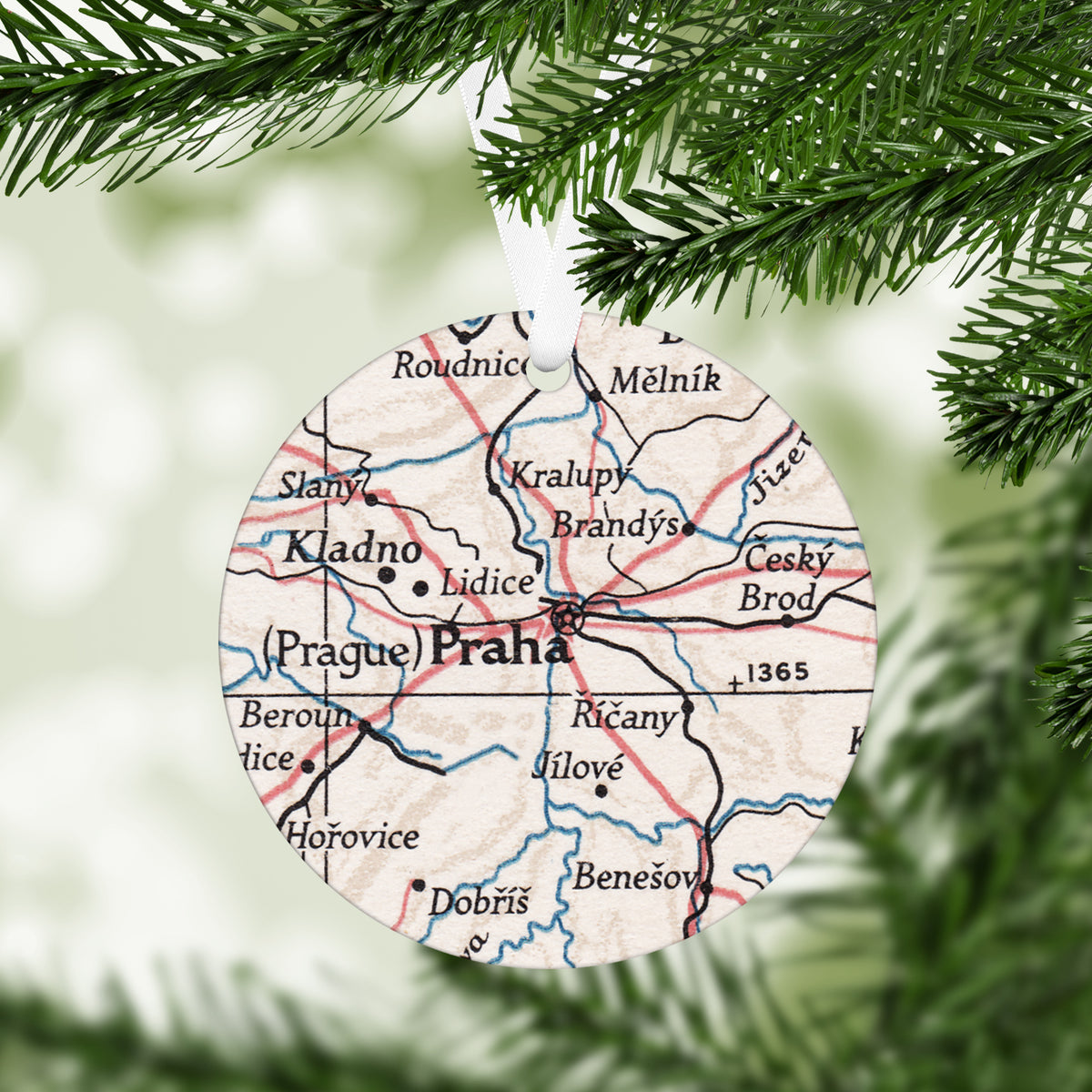 Prague Czech Republic Vintage Map Ornament