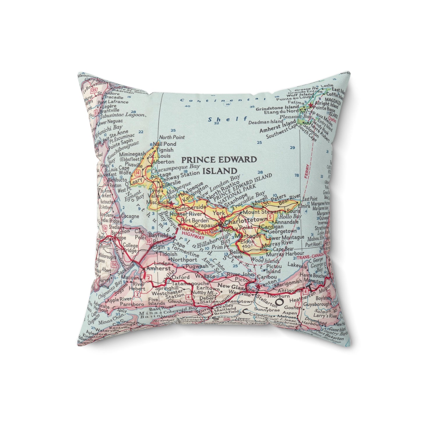 Prince Edward Island vintage map pillow