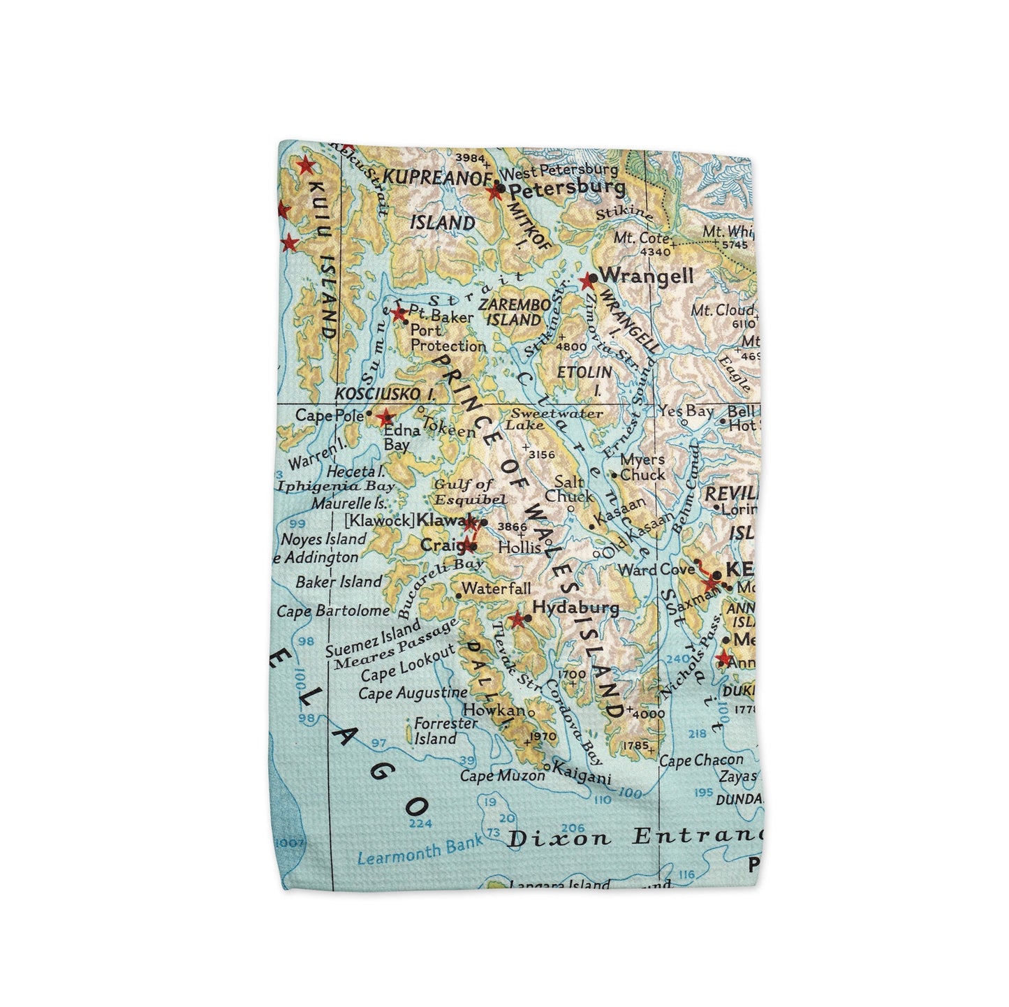 Prince of Wales Island Map Tea Towel | Waffle-Weave Kitchen Towel Gift