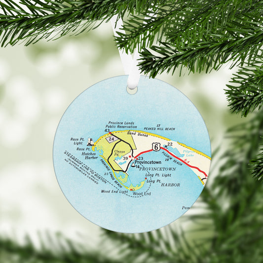 Provincetown Massachusetts Vintage Map Ornament