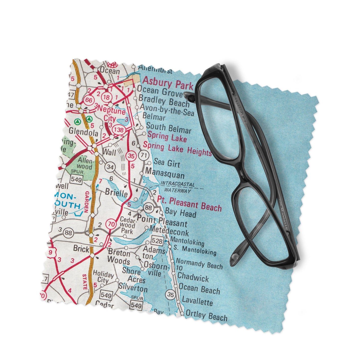 Point Pleasant Beach New Jersey Map Lens Cloth | Point Pleasant Beach Microfiber Glasses Cleaner | Travel Gift