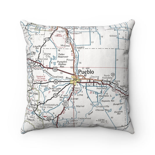 Pueblo Colorado vintage map pillow