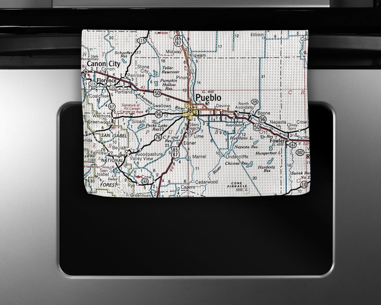 Pueblo Colorado Map Tea Towel | Waffle-Weave Kitchen Towel Gift
