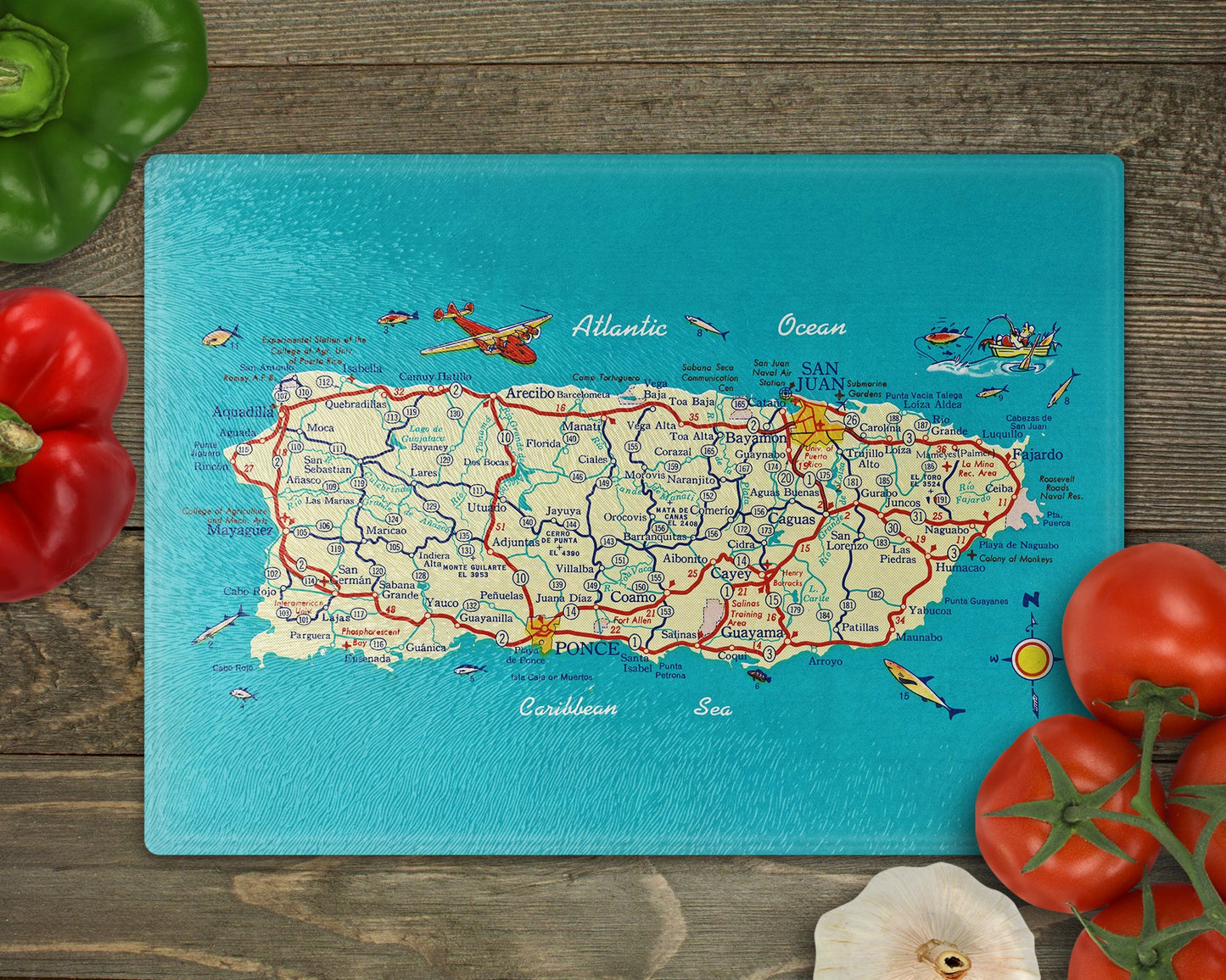 Puerto Rico Map Cutting Board | Travel Gift | Kitchen Decor