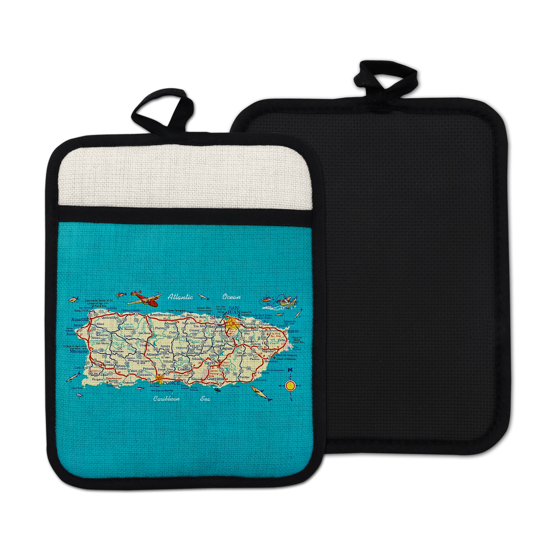 Puerto Rico vintage map hot pad kitchen decor