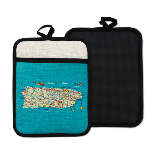 Puerto Rico vintage map hot pad kitchen decor