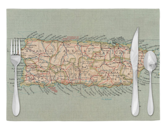 Puerto Rico Vintage Map Placemats Set of 4