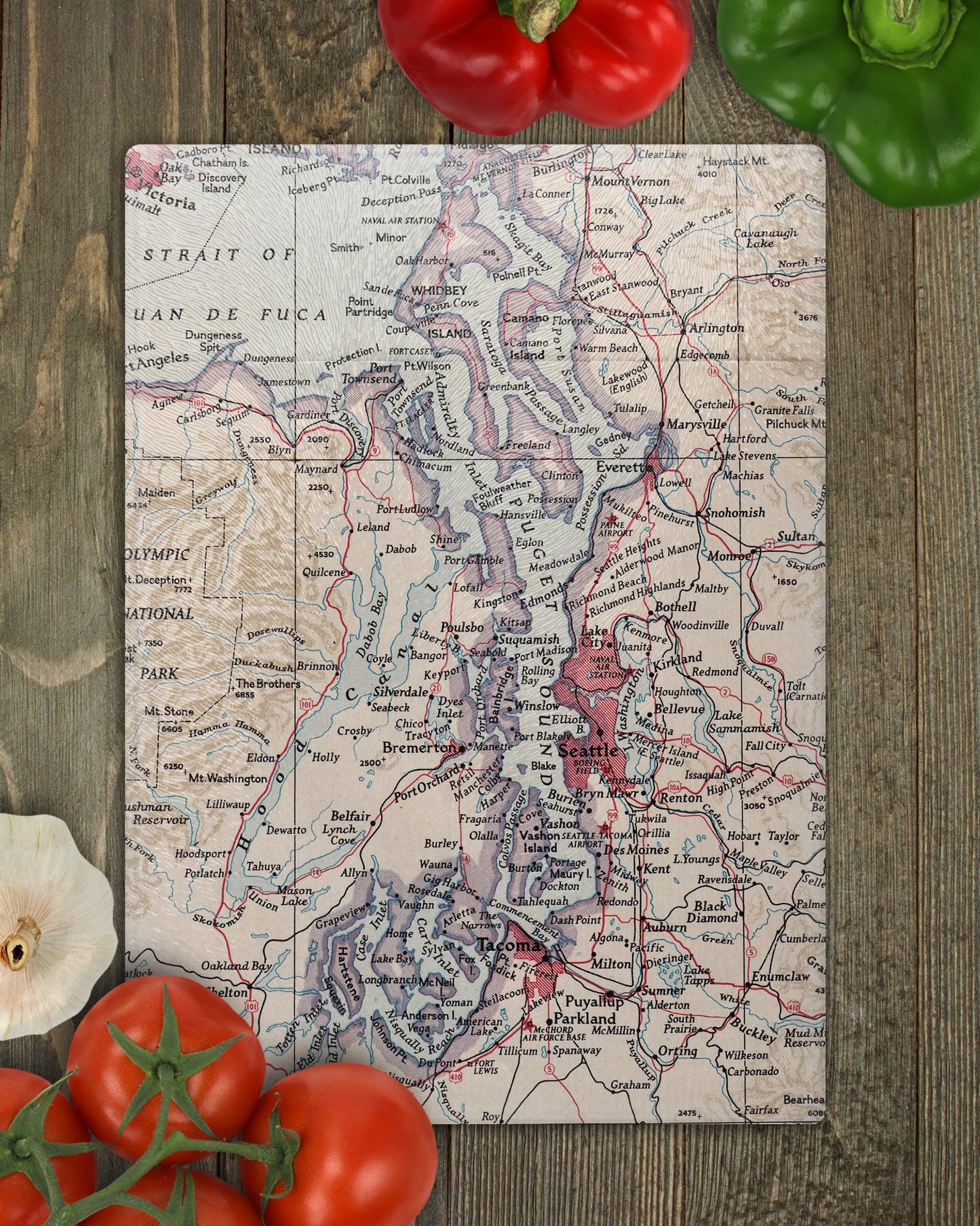 Puget Sound Washington Map Cutting Board | Travel Gift | Kitchen Decor