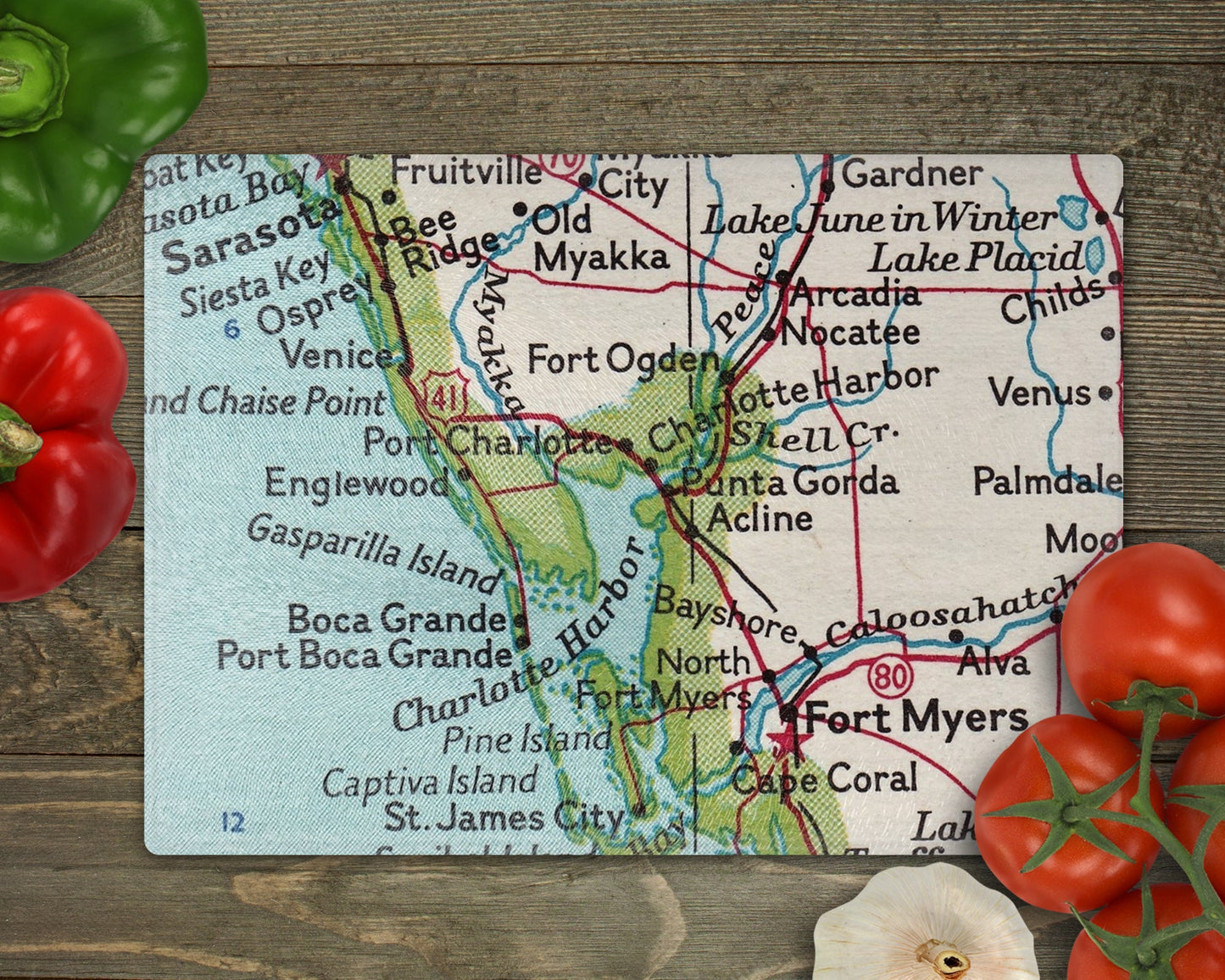 Punta Gorda Florida Map Cutting Board | Travel Gift | Kitchen Decor