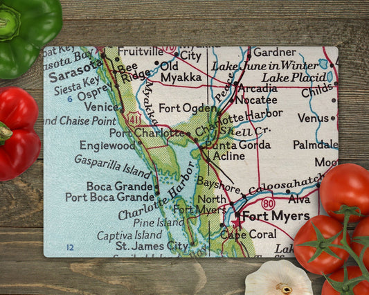 Punta Gorda Florida Map Cutting Board | Travel Gift | Kitchen Decor