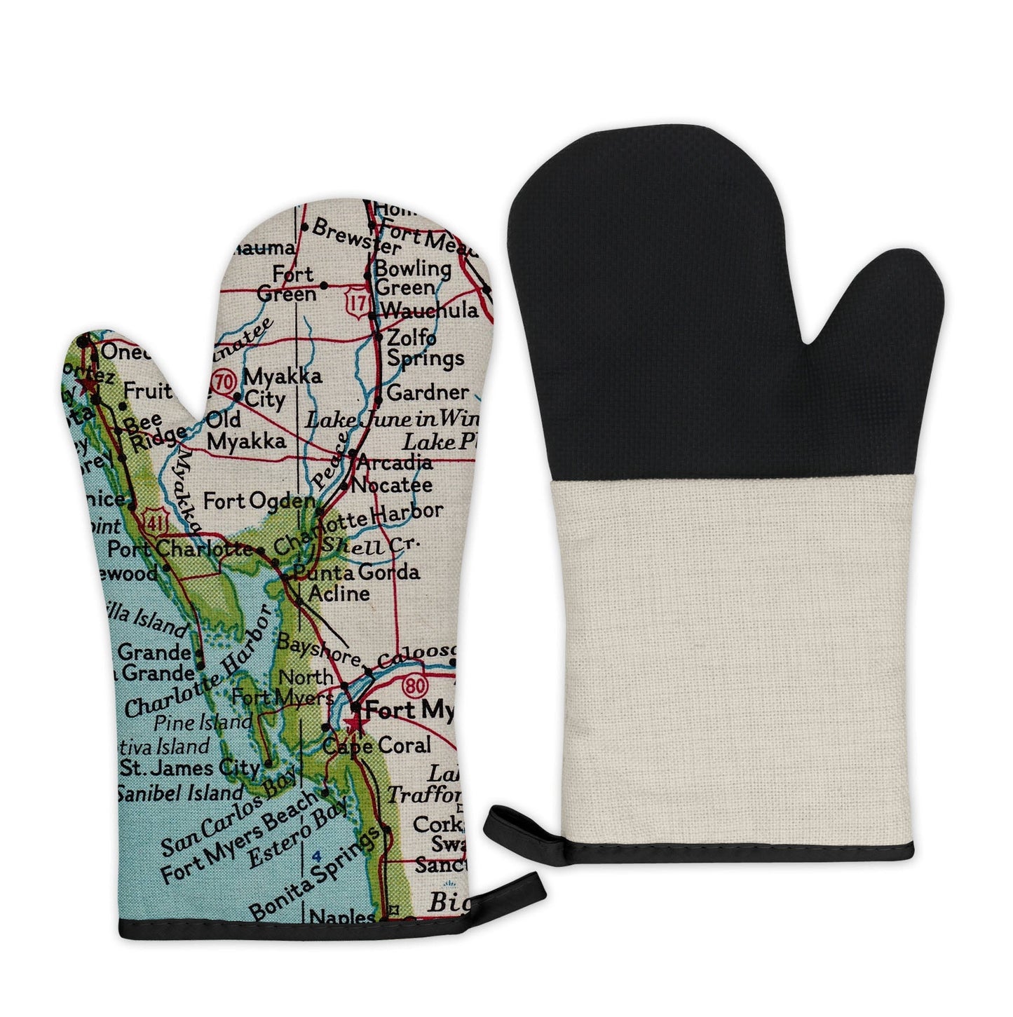 Punta Gorda, Florida Map Oven Mitt | Vintage-Inspired Kitchen Gift