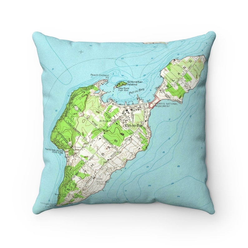 Put-In-Bay Ohio vintage map pillow