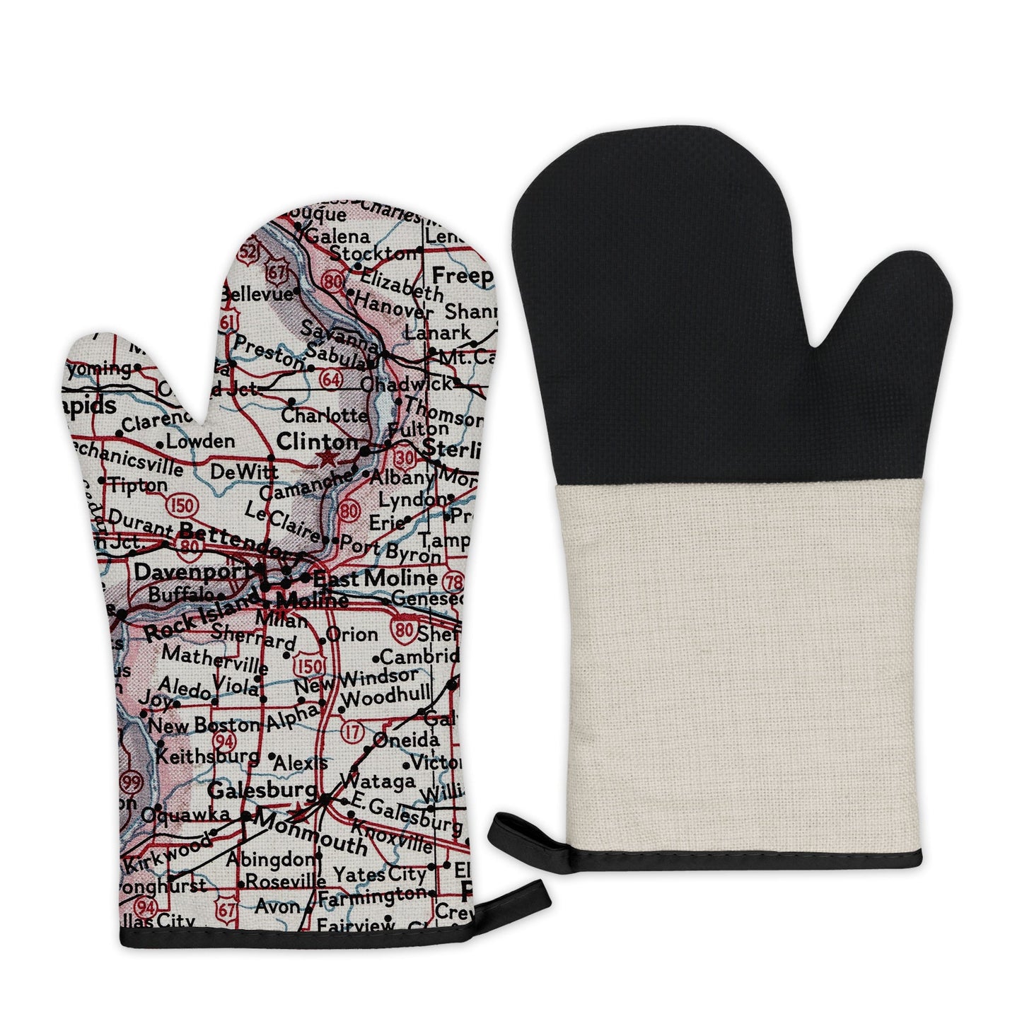 Quad Cities Map Oven Mitt | Vintage-Inspired Kitchen Gift
