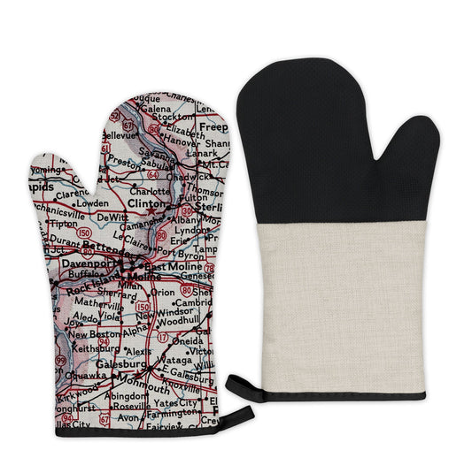 Quad Cities Map Oven Mitt | Vintage-Inspired Kitchen Gift