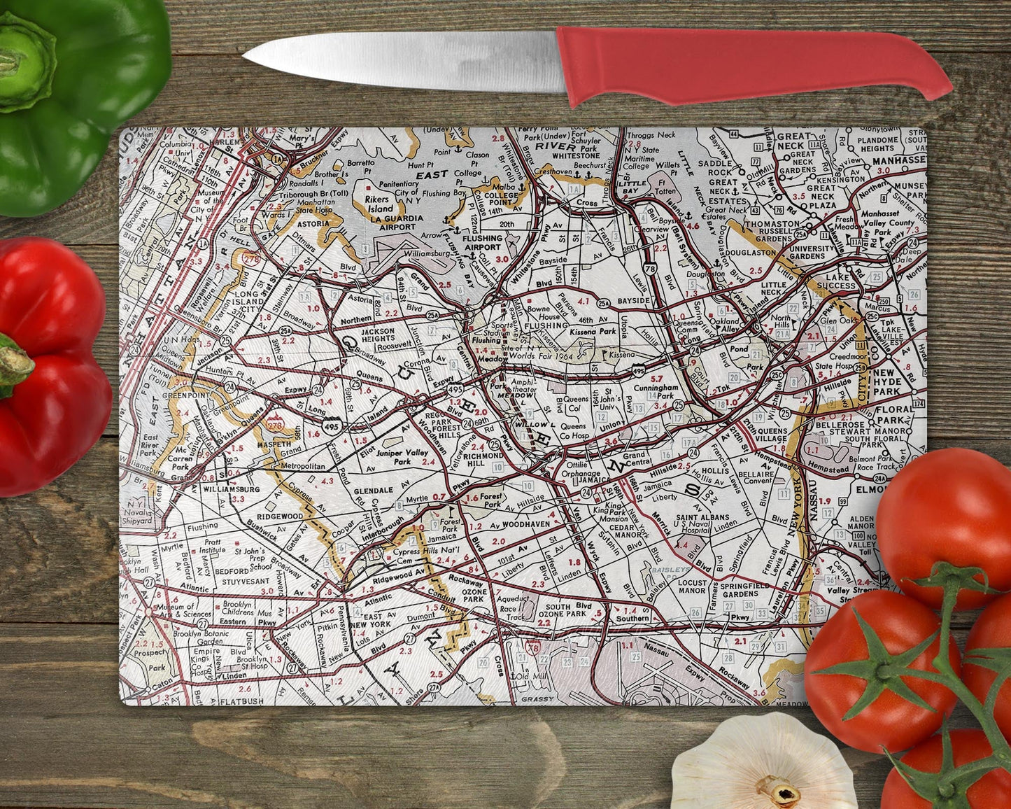Queens New York Map Cutting Board | Travel Gift | Kitchen Decor