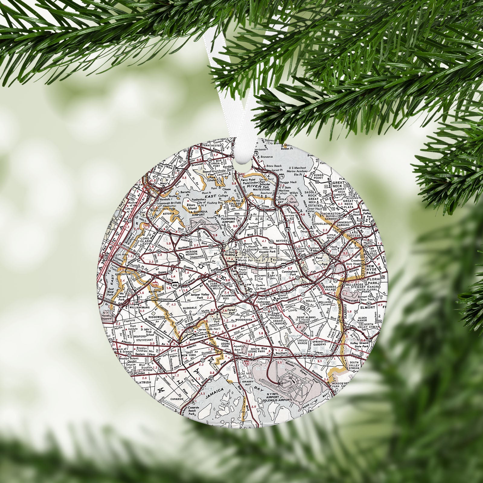 Queens New York Vintage Map Ornament