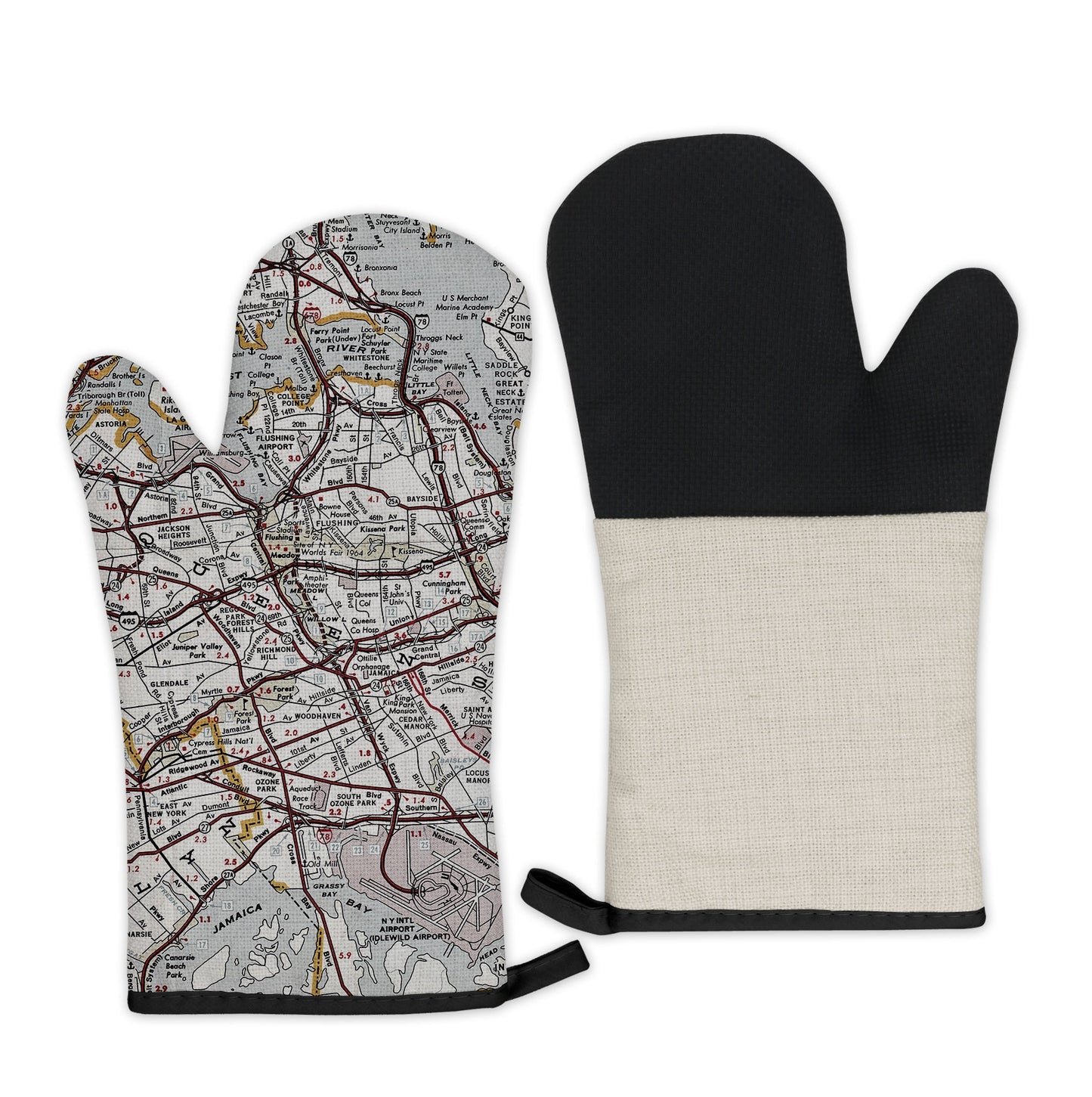 Queens, New York Map Oven Mitt | Vintage-Inspired Kitchen Gift