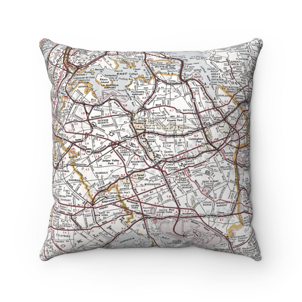 Queens New York vintage map pillow