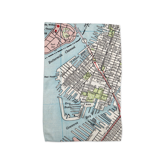 Red Hook Brooklyn New York Vintage Map Kitchen Tea Towel