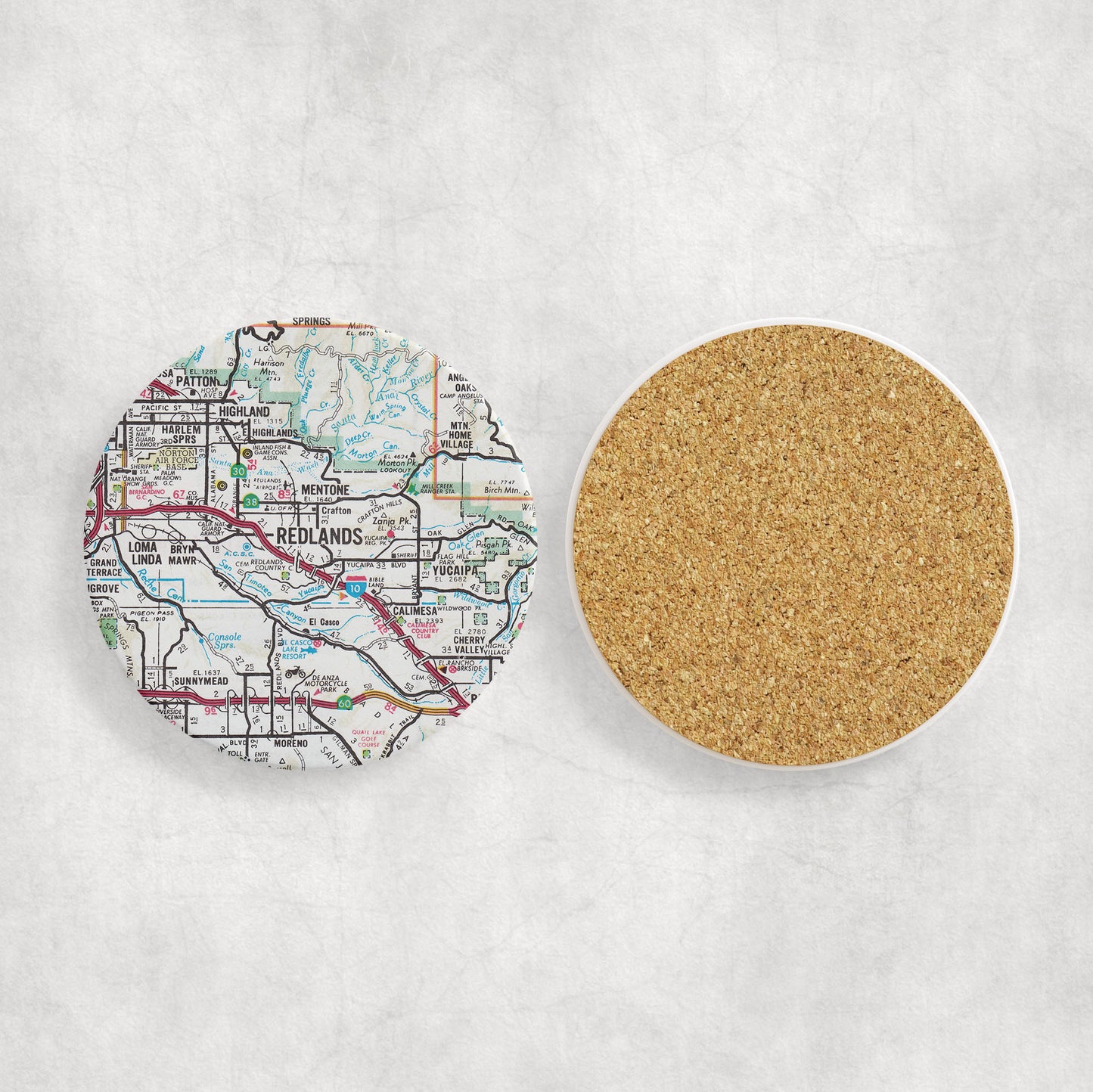 Redlands California Vintage Map Coaster Set