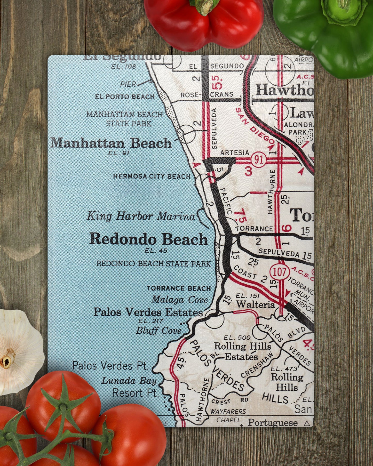 Redondo Beach California Vintage Map Cutting Board