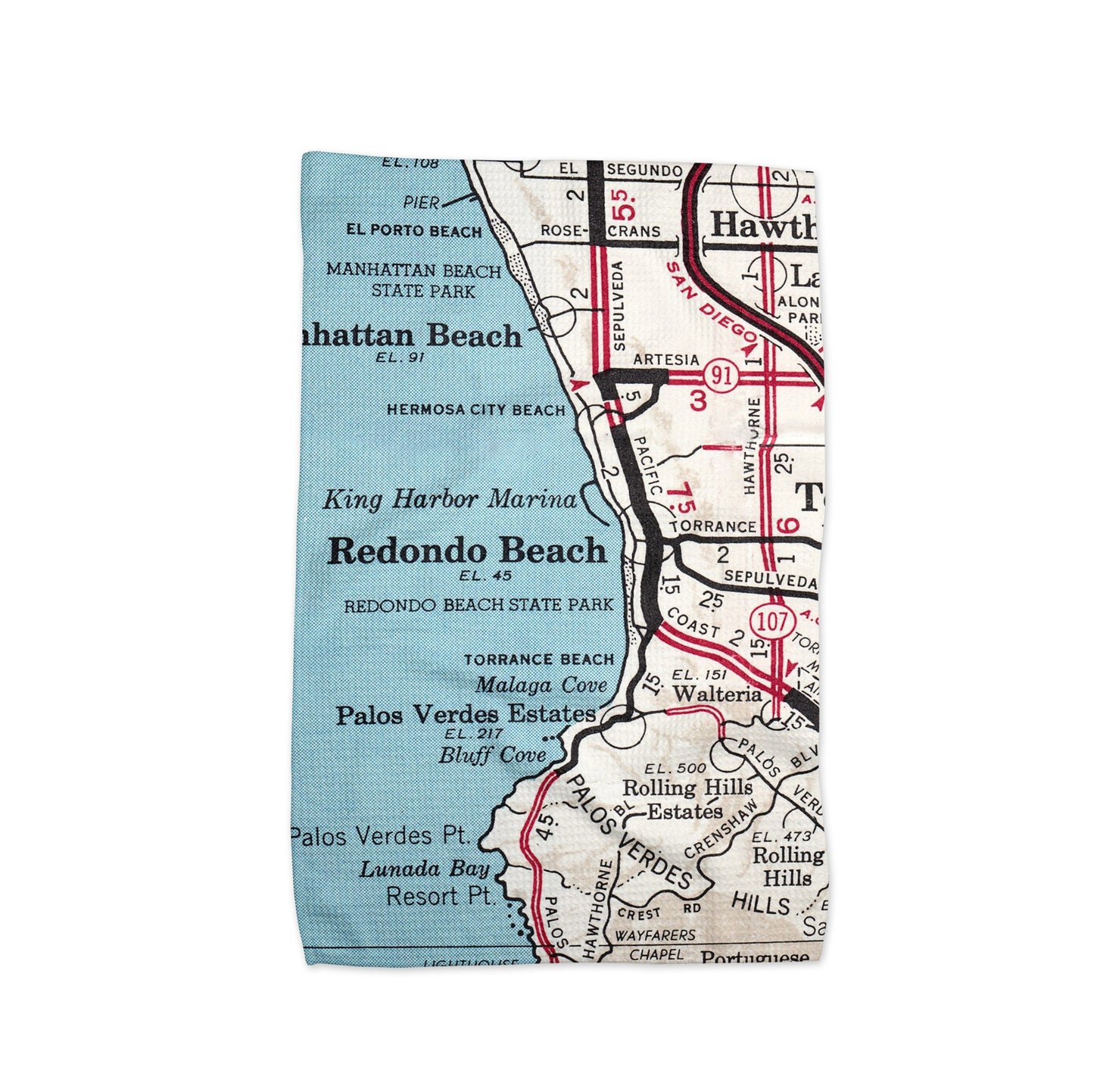 Redondo Beach California Vintage Map Kitchen Towel