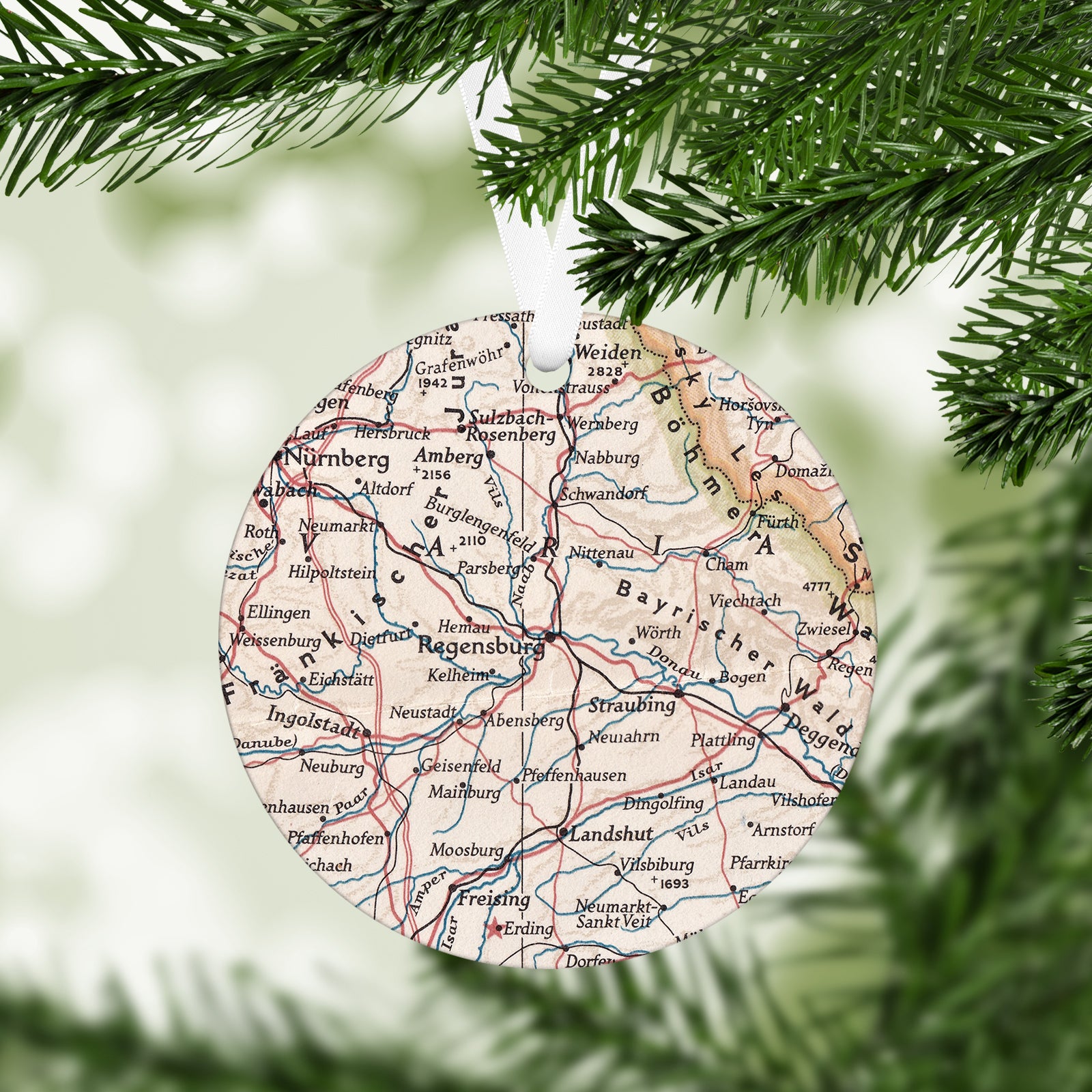 Regensburg Germany Vintage Map Ornament