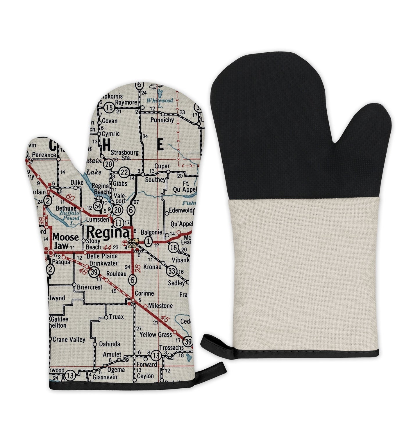 Regina, Saskatchewan Map Oven Mitt | Vintage-Inspired Kitchen Gift