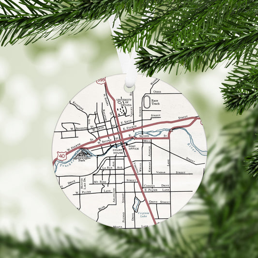 Reno Nevada Vintage Map Ornament