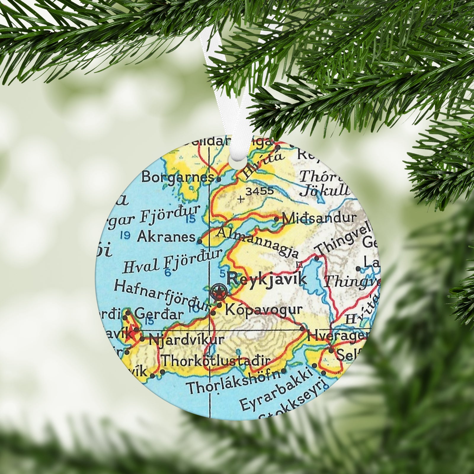 Reykjavik Iceland Vintage Map Ornament