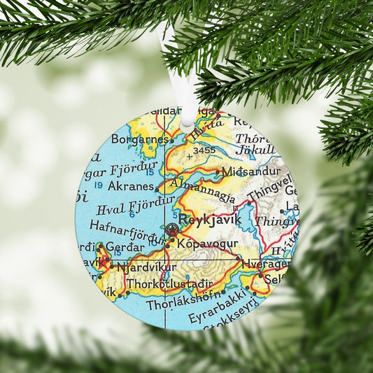Reykjavik Iceland Vintage Map Ornament