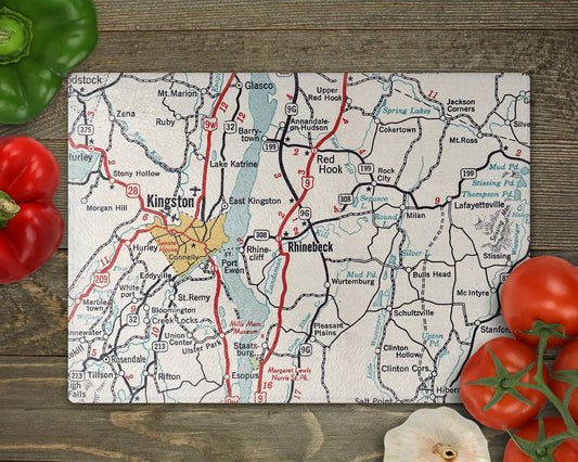 Rhinebeck New York Map Cutting Board | Travel Gift | Kitchen Decor