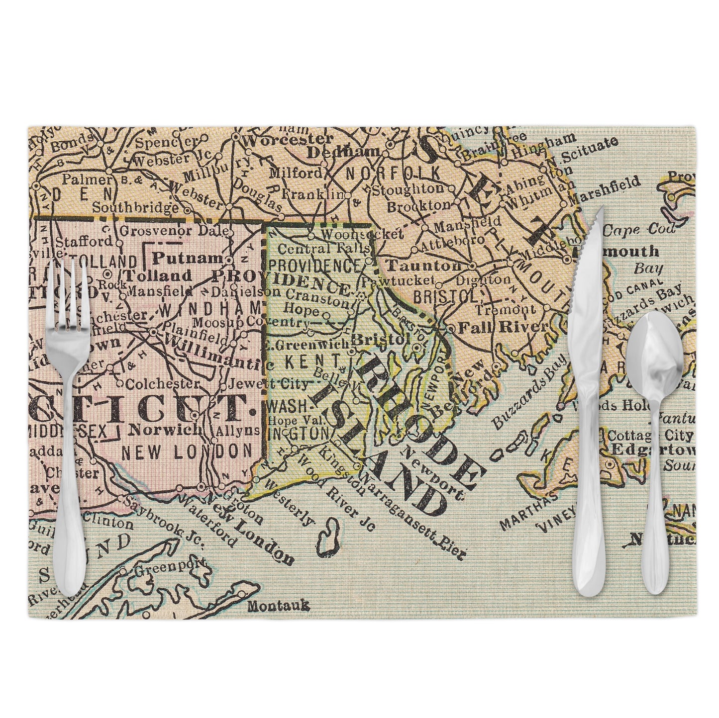 Rhode Island Vintage Map Placemats Set of 4