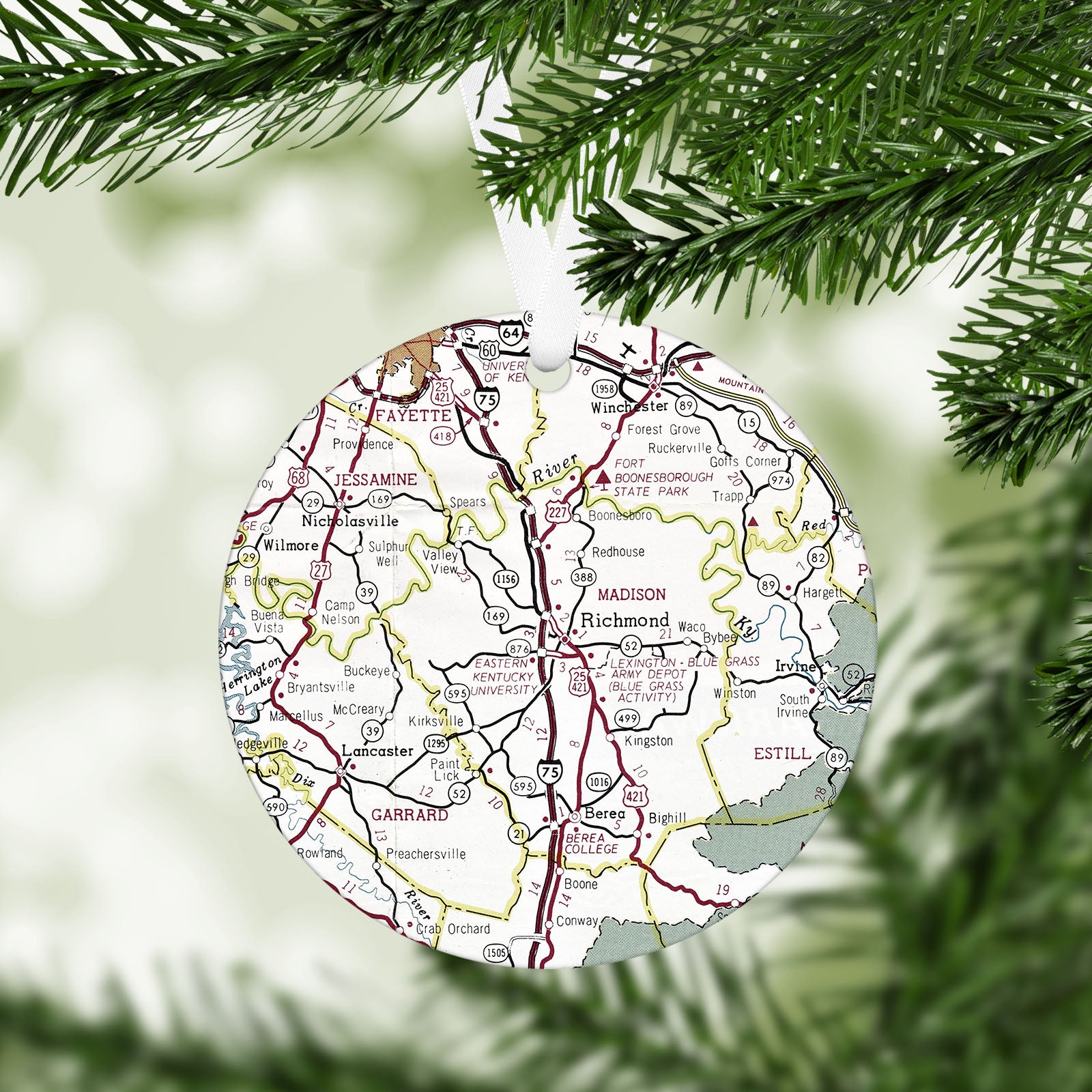 Richmond Kentucky Vintage Map Ornament