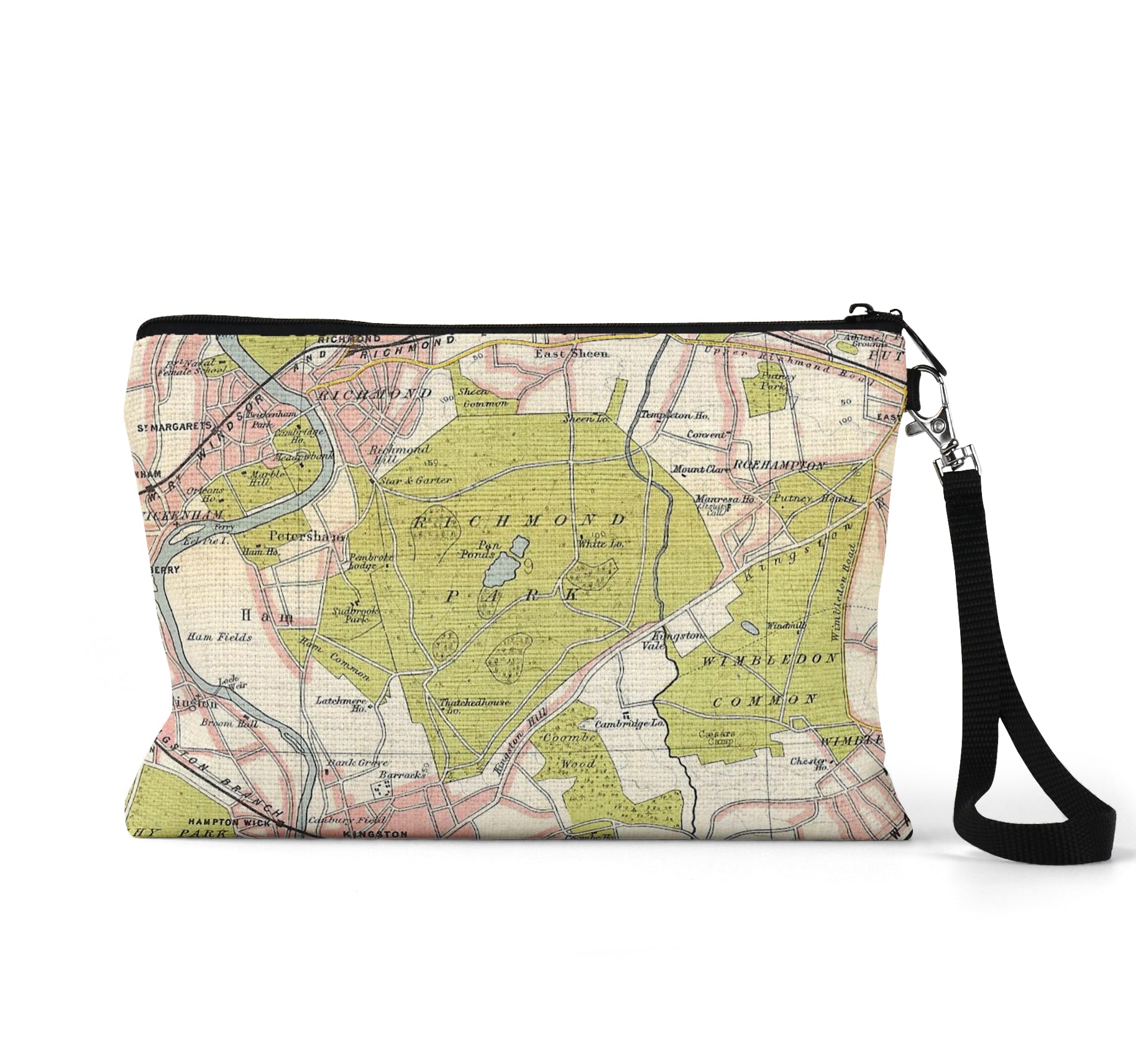 Richmond Park London map wristlet travel pouch