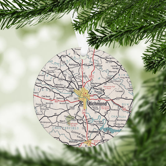Richmond Virginia Vintage Map Ornament