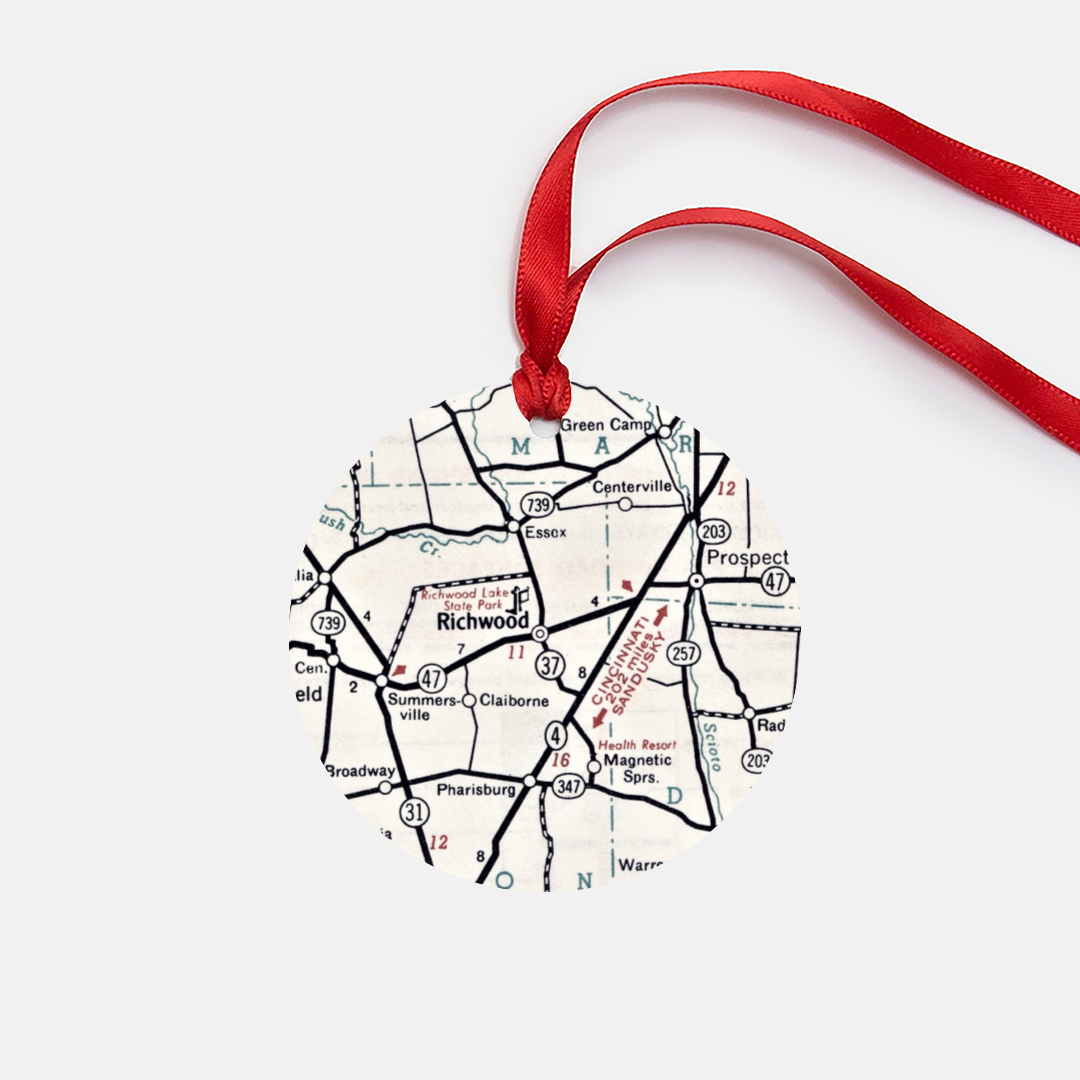 Richwood Ohio Vintage Map Ornament
