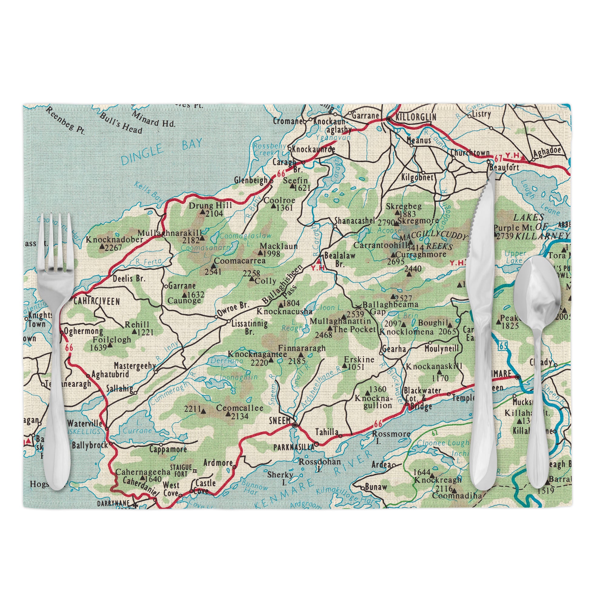 Ring of Kerry Ireland Vintage Map Placemats Set of 4