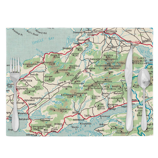 Ring of Kerry Ireland Vintage Map Placemats Set of 4